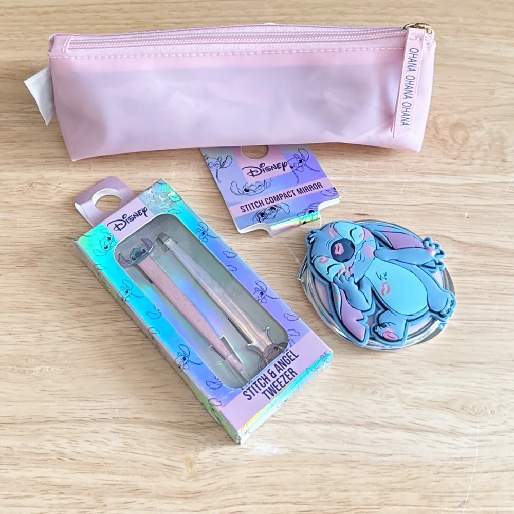 Stitch Bundle Cosmetic Bag Compact Mirror Stitch Angel Tweezers Beauty Kawaii